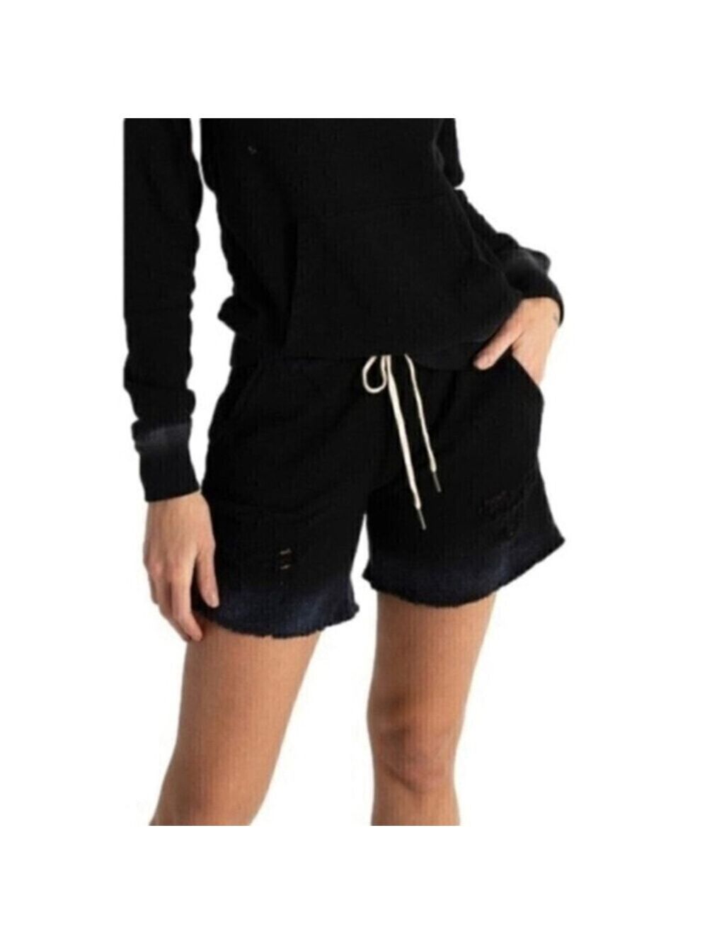 n:Philanthropy Coco Tie Dye Shorts Small | Black Distressed Raw Hem Lounge NWT